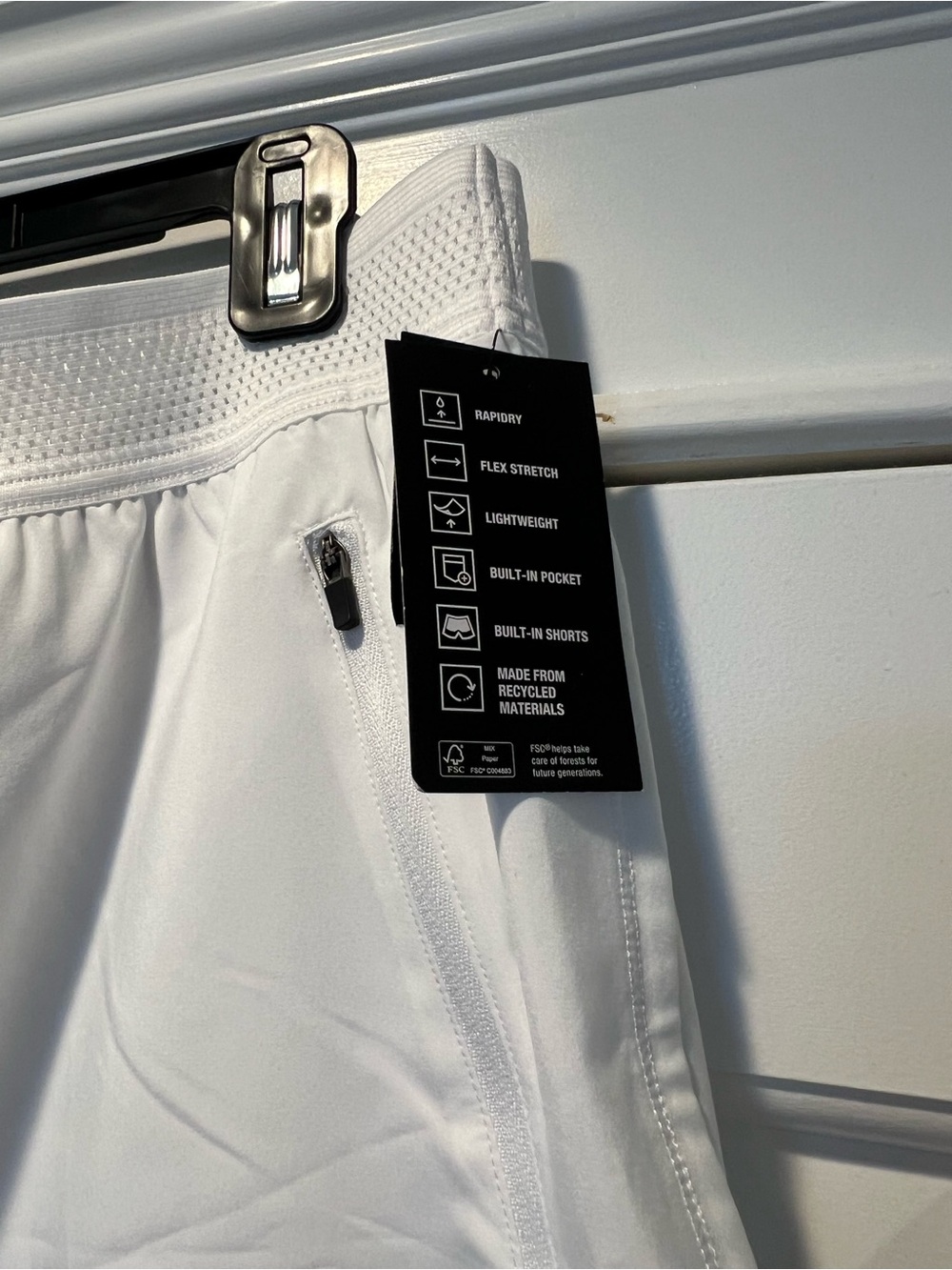 Ideology White Women's Athletic Shorts with Zipper Pocket